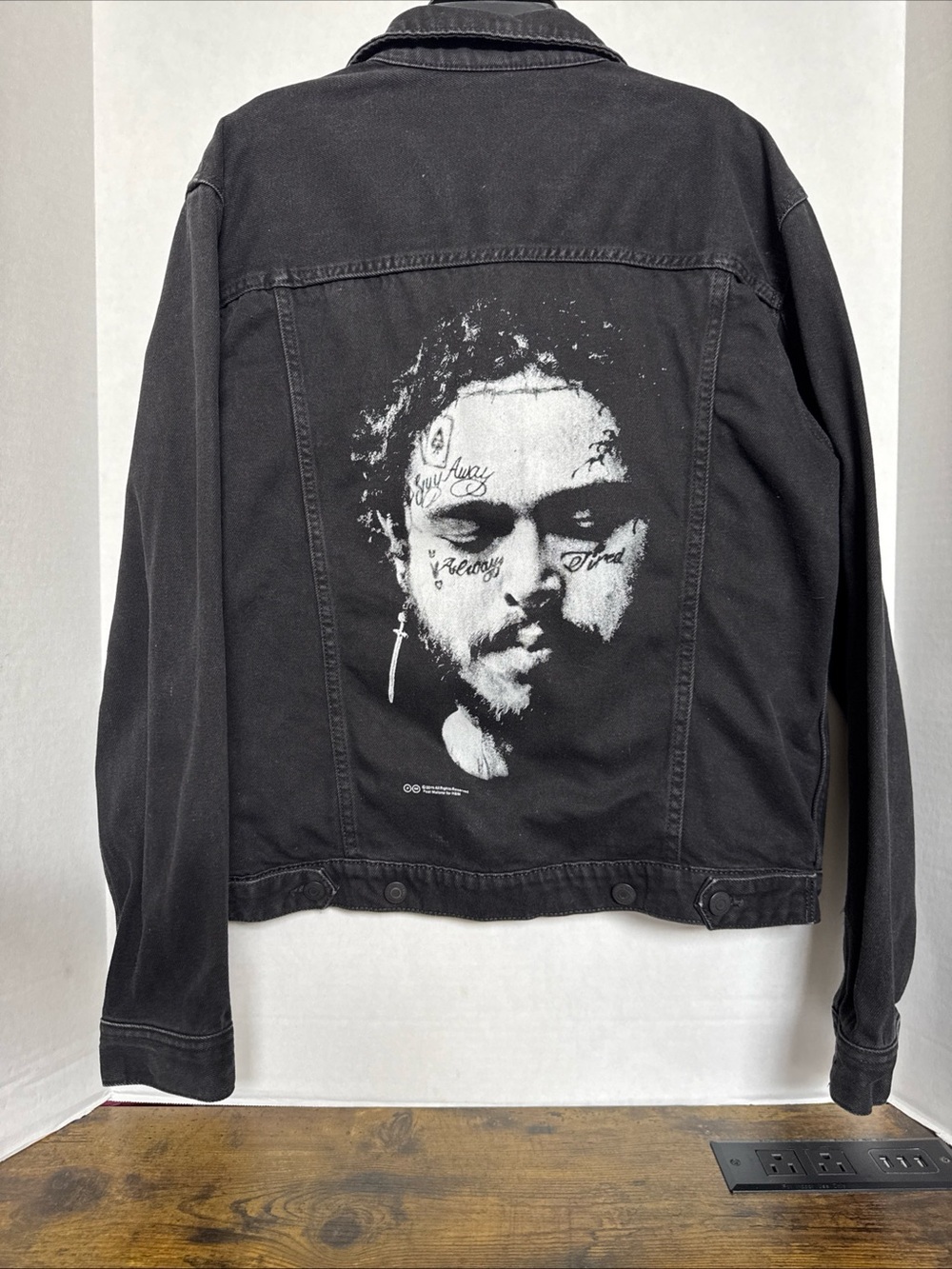 H&M Divided Post Malone Posty Co Black Denim Trucker Jacket Size Small